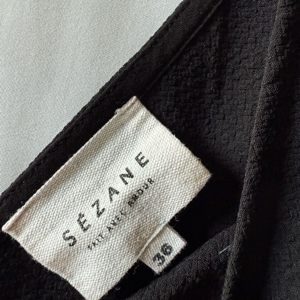 Sézane Amanda Black Blouse Short Sleeve Size 36 (US 4) - Picture 7 of 10